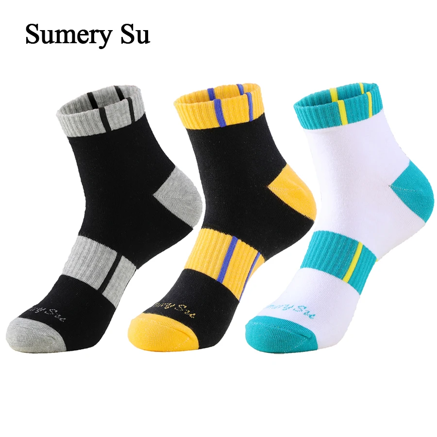 3 Pairs/Lot Running Cotton Socks Men Sports  Short Outdoor Comfortable Travel Colorful Casual Medias Male Gift 5 Colors Hot Sale