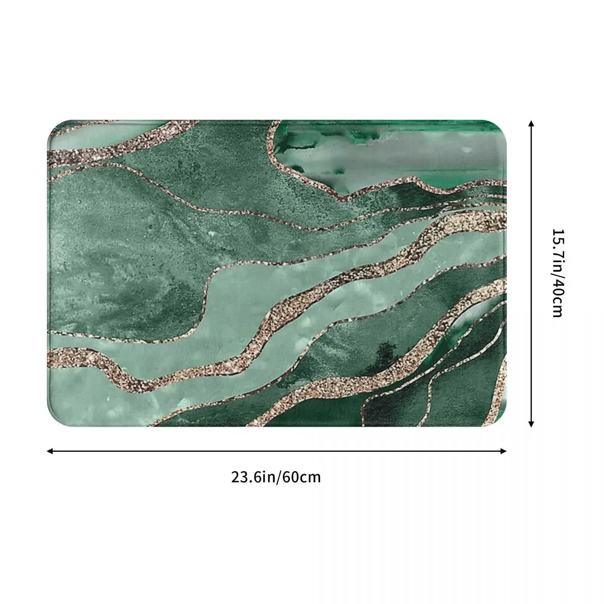Изумрудный зеленый мраморный агат Золотой блестящий гламурный коврик