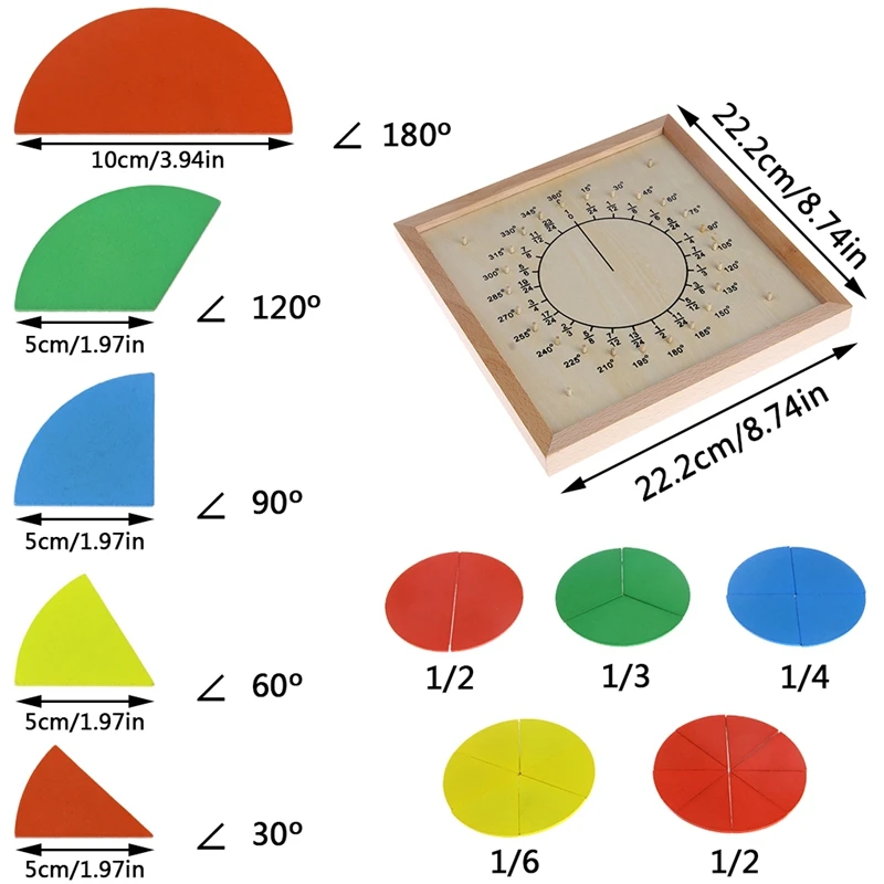 

Montessori Material Wooden Circular Fractions Scoreboard Kid Educational Toy