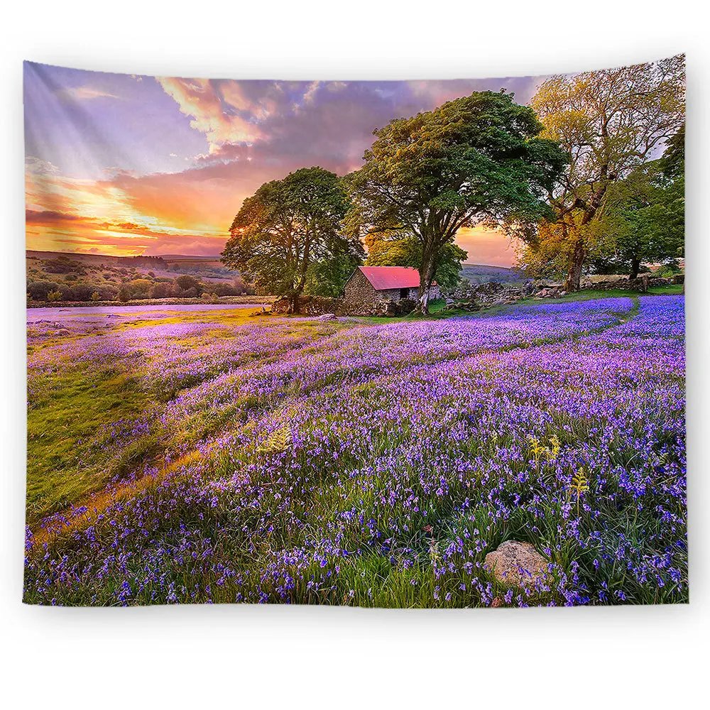 

Purple Lavender Tapestry Flower Field Printing Abstract Wall Decoration Home Magic Wall Hanging Art Landscape Wall Blanket