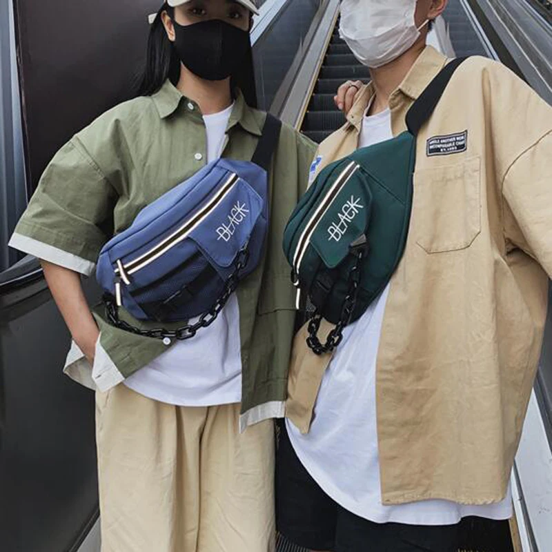 Street Shoulder Bag Chest for Teenager Girls Messenger Men Women Tooling Big Chain Chestbag Personalized Waist |