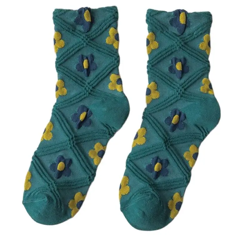 

Осенние женские носки-трубы Hyuna с японским цветком, Длинные хлопковые носки-трубы, уличные дикие