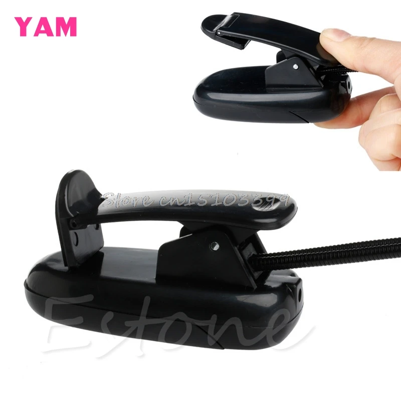 

2 Dual Flexible Arms 4 LED Clip-on Light Lamp for Piano Music Stand Book EA