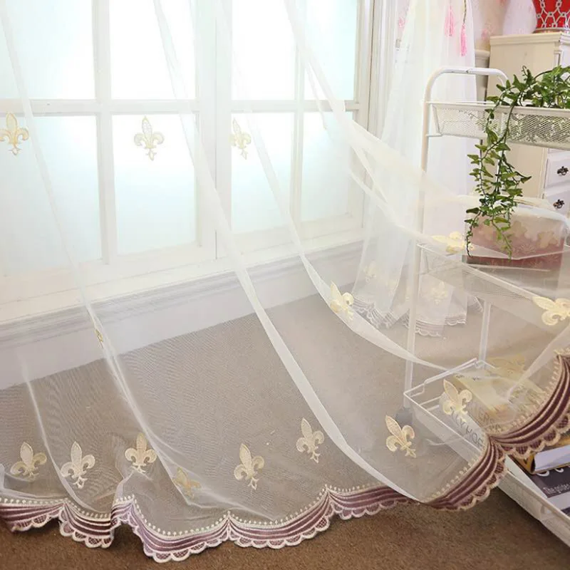 

Curtains for Living Room Luxury European Embroidered Voile Delicate Sheer Rural Villa New Home French Window Cortinas