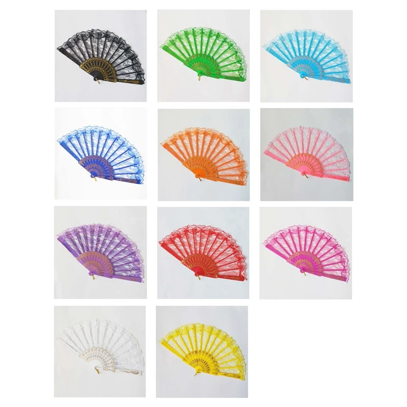 Женский кружевной веер тканевый складной в викторианском стиле для свадебной