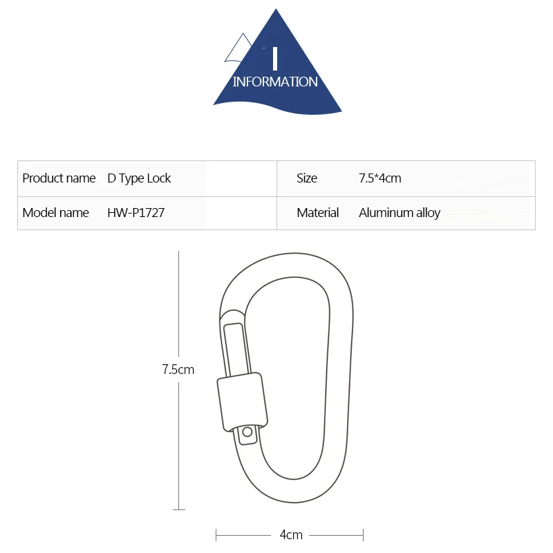 

New Hewolf Multifunctional D-ring Carabiner Aluminium Outdoor Sport Safety Buckle KeyChain Climbing Hiking Hanging Hook 7 Colors