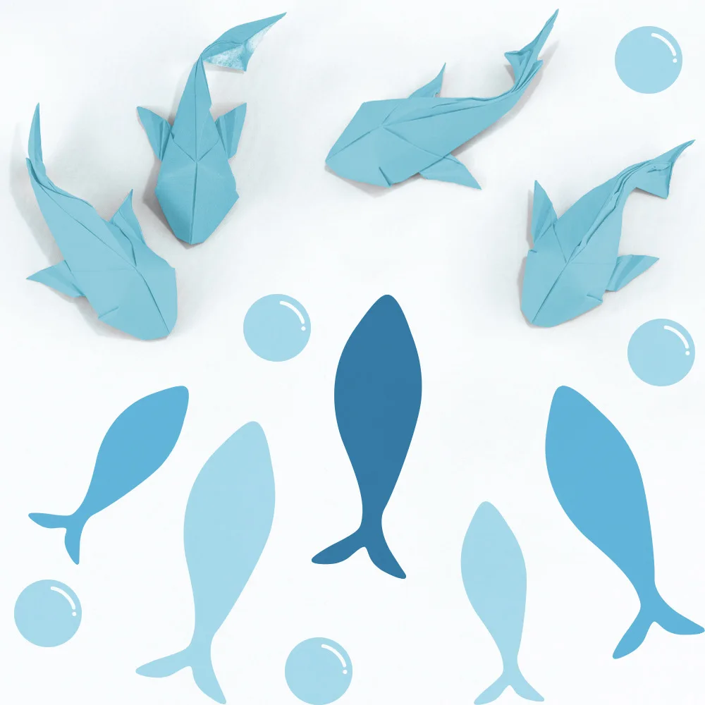 Наклейки настенные многофункциональные с изображением рыбок для