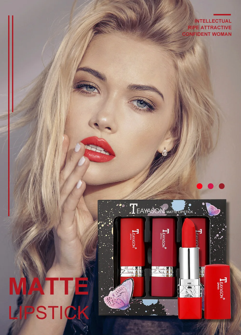 

Small Set of Boxed Lipstick White Velvet Matte Moisturizing Combination Lip Balm 3Color lipstick Set