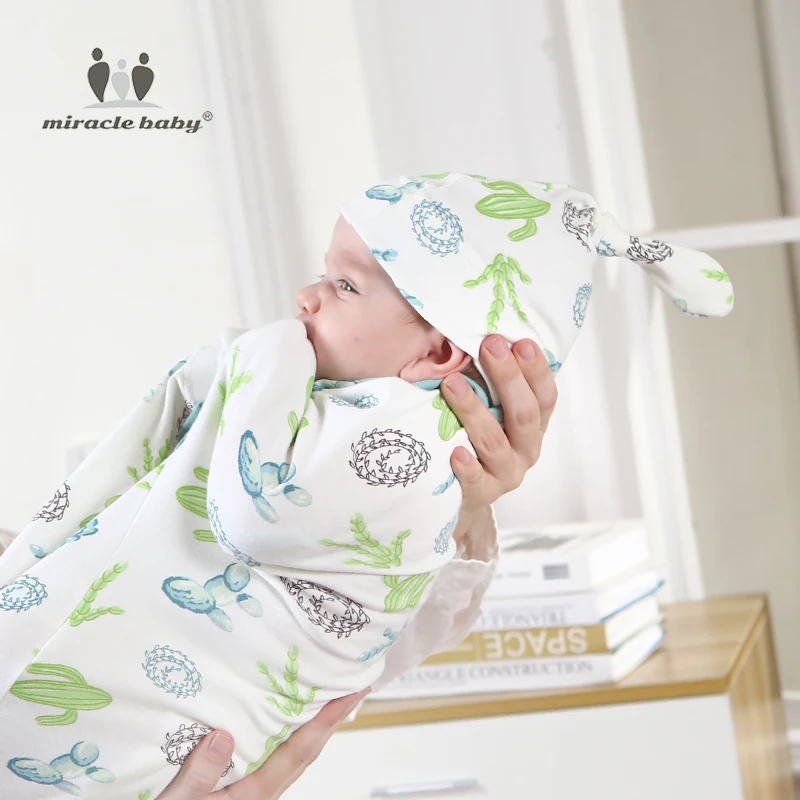 

Baby Swaddle Blanket + Cap Newborn Cocoon Wrap Cotton Swaddling Bag Baby Envelope Sleep Sack Bedding