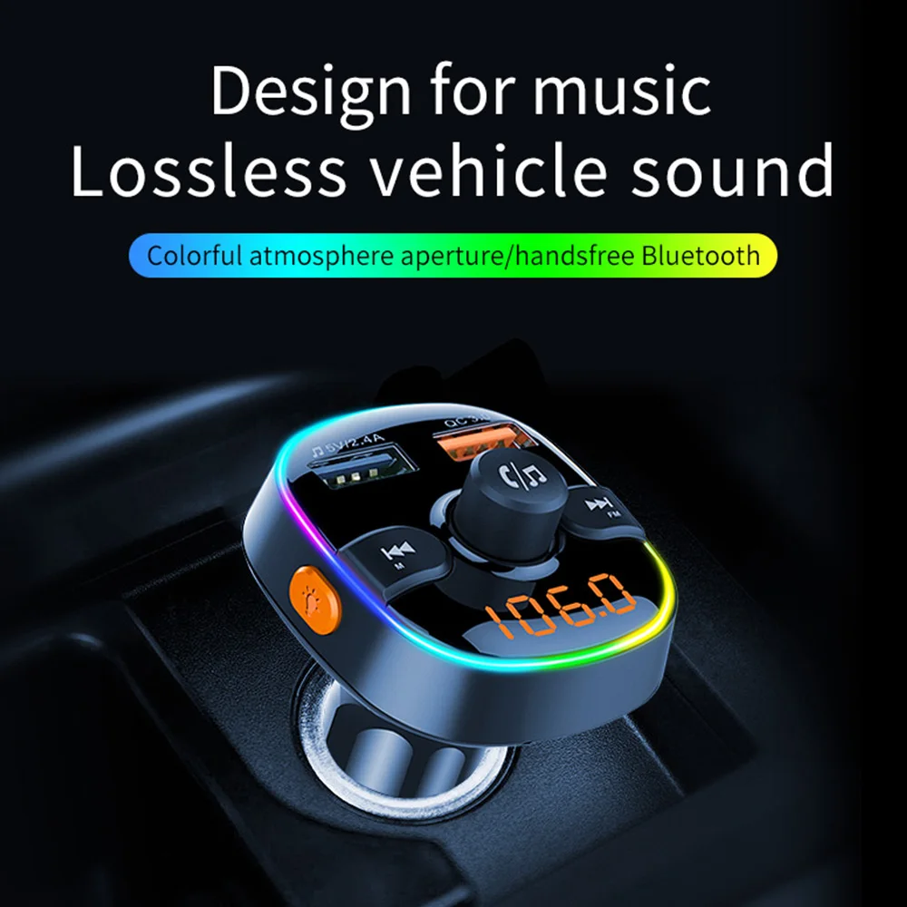 Беспроводной Hands-Free fm-передатчик Bluetooth 5 0 стерео MP3-плеер режим дыхания 7 цветов