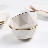 new bone china rice bowl dish diamond multi different hexagon ceramic phnom penh simple single nordic set tableware