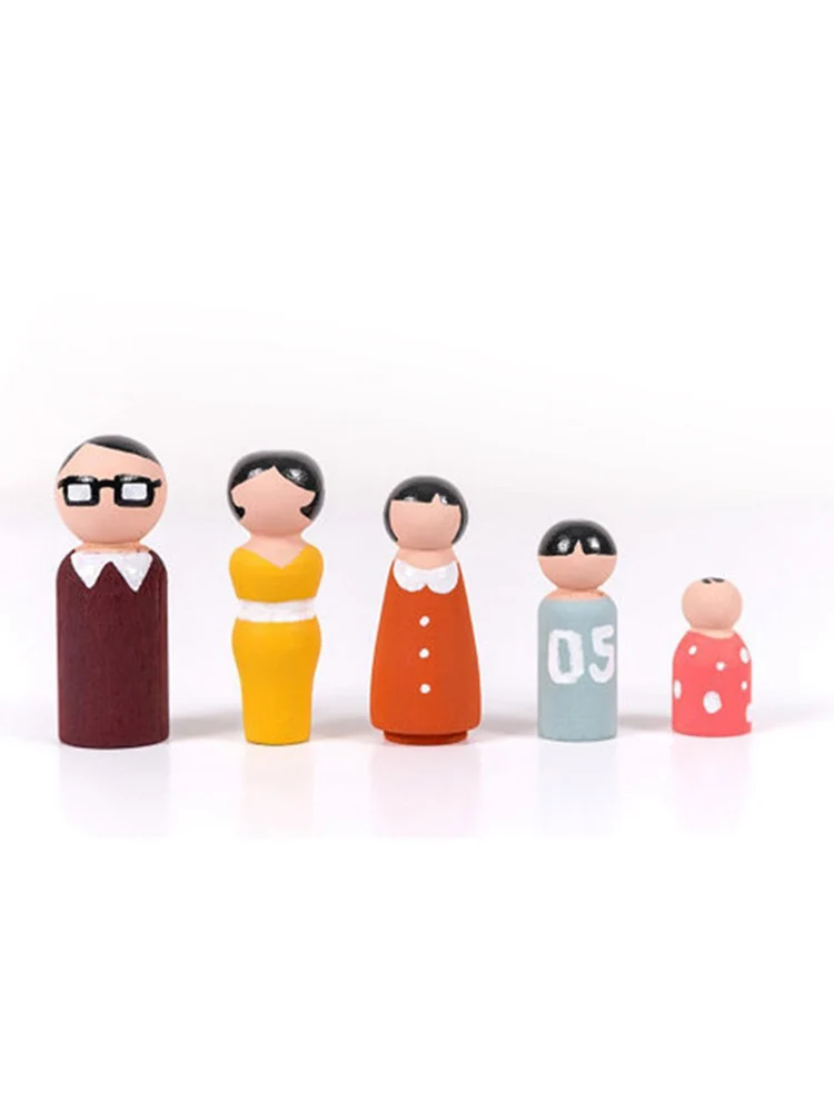 

10pcs Family People DIY Crafts Toys Puppet Wooden Peg Dolls Children's Painted Doodle Natural Color Ornaments