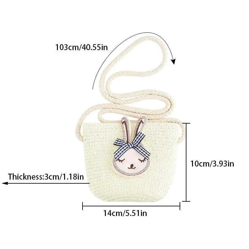 

Mini Straw Bag Cute Embroidered Rabbit Woven Purse Beach Vacation Bohemia Crossbody Card Bag Coin Rattan Straw Shoulder Bag