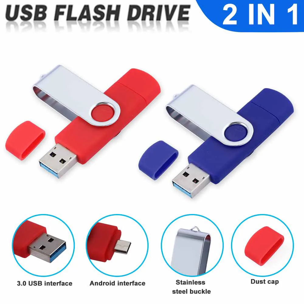

360Â° Rotate OTG USB Flash drive 64G USB 2.0 Smart Phone pen drive 8G 16G 32G 128G Micro Usb memory storage devices U disk