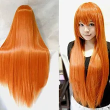 Long Straight Asuka Orange Cosplay Costume Wigs Heat Resistant Synthetic Hair Wig + Wig Cap