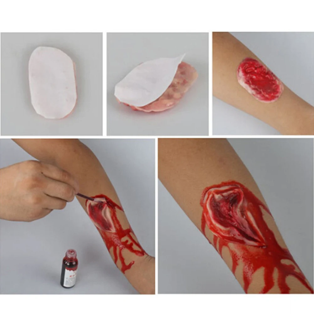 1 шт Хэллоуин Зомби шеи татуировки шрамов фальшивые шрамы кровавый костюм