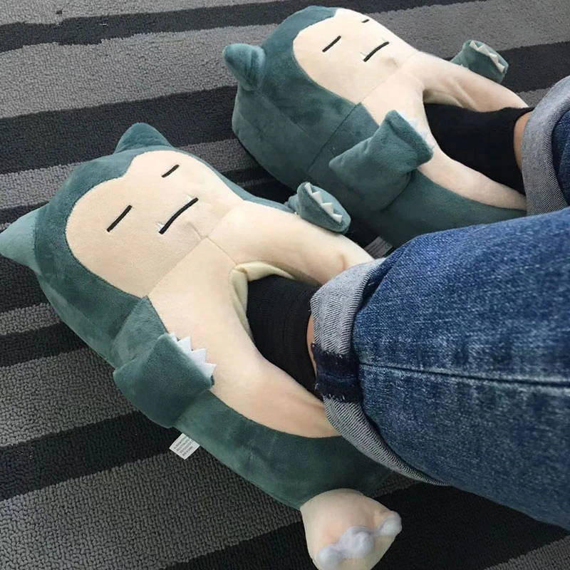 Тапочки с аниме Покемон Snorlax; вечерние тапочки с рисунками животных; женская и мужская обувь унисекс для взрослых; Размеры 35-42; зимняя обувь Kawaii;