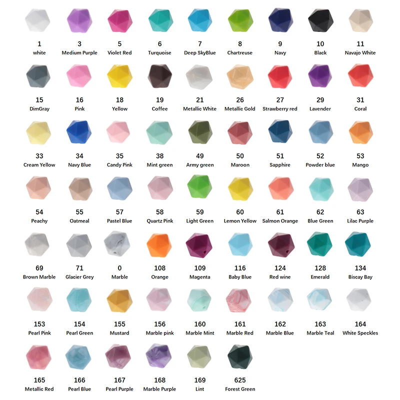 

10pc 14mm Silicone Icosahedron Baby Teether Beads Food Grade Infant Chewing Pacifier Chain Accessories Sensory Toys Shower Gift