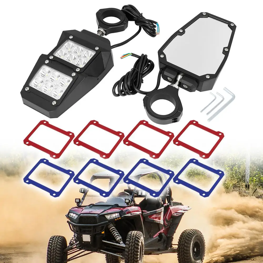 X Autohaux 1 75 &quotзажим UTV боковое зеркало заднего вида со светодиодным прожектором для