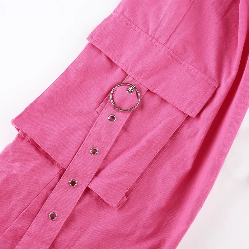 

Rockmore Pockets Cargo Pants Women Plus Size Streetwear High Waisted Joggers Wide Leg Pants Pink Harajuku Korean Style Trousers