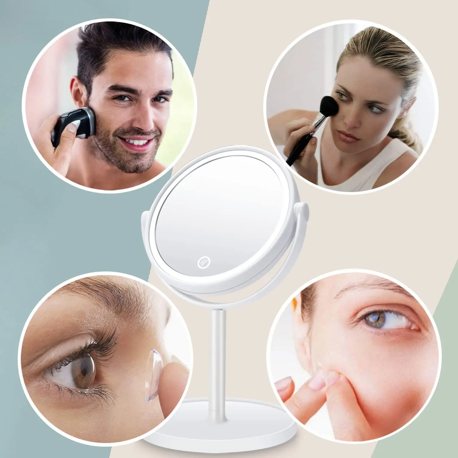 Зеркало для макияжа с увеличением зеркало подсветкой двухсторонние зеркала