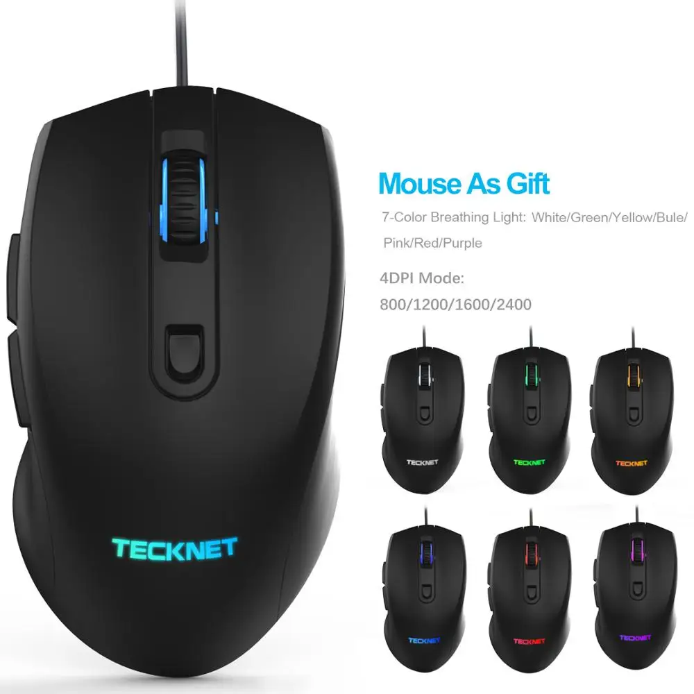 Профессиональная игровая клавиатура и мышь TeckNet светодиодный набор с дышащей
