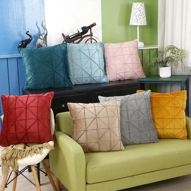 

1PCS Household Supplies Modern Simple Nordic Plaid Pillow Cover Suede Check Luxury Cushion Cover Pillows Decorative