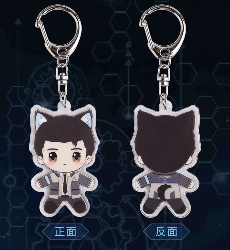 New Game Detroit: Become Human Connor Cat Nekomimi Keychain Keyring Acrylic Sa Key chain ring cosplay props Gifts | Тематическая