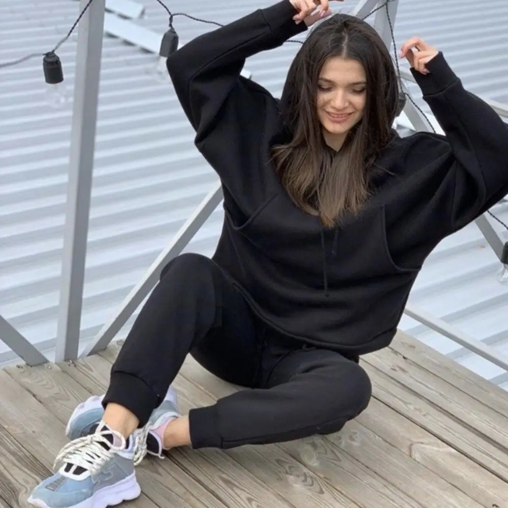 Зимний комплект из двух предметов Осенний женский спортивный костюм толстовка