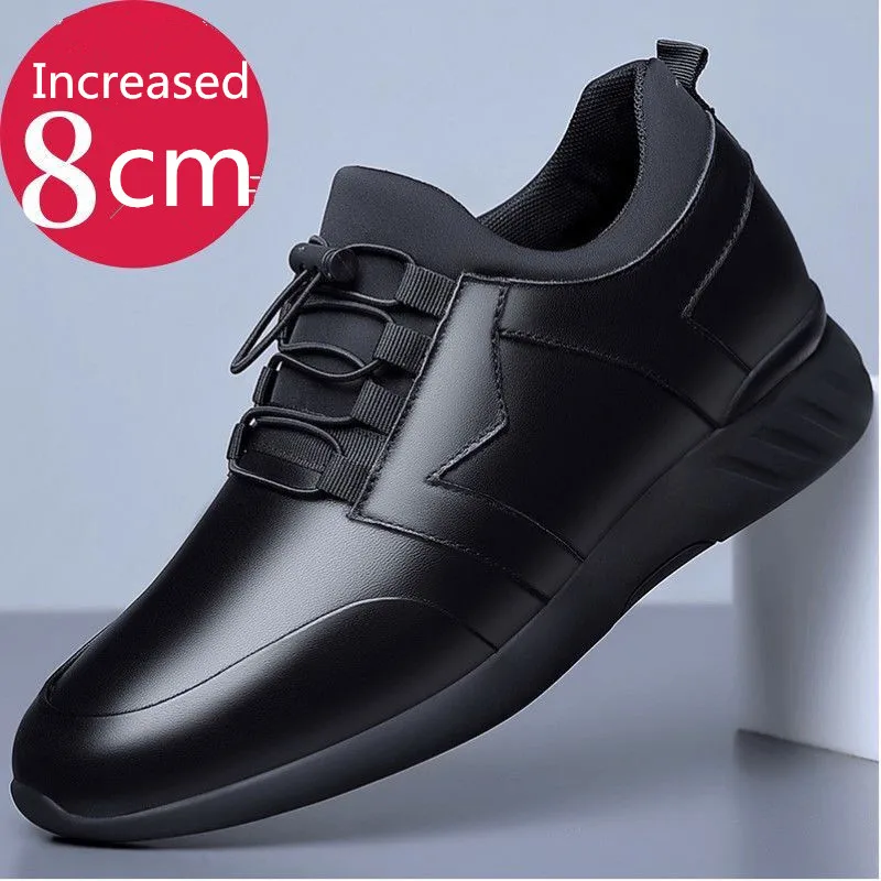 

Мужские кожаные кроссовки, сетчатая дышащая обувь 8 см, для увеличения роста, повседневные спортивные кеды, 6 см