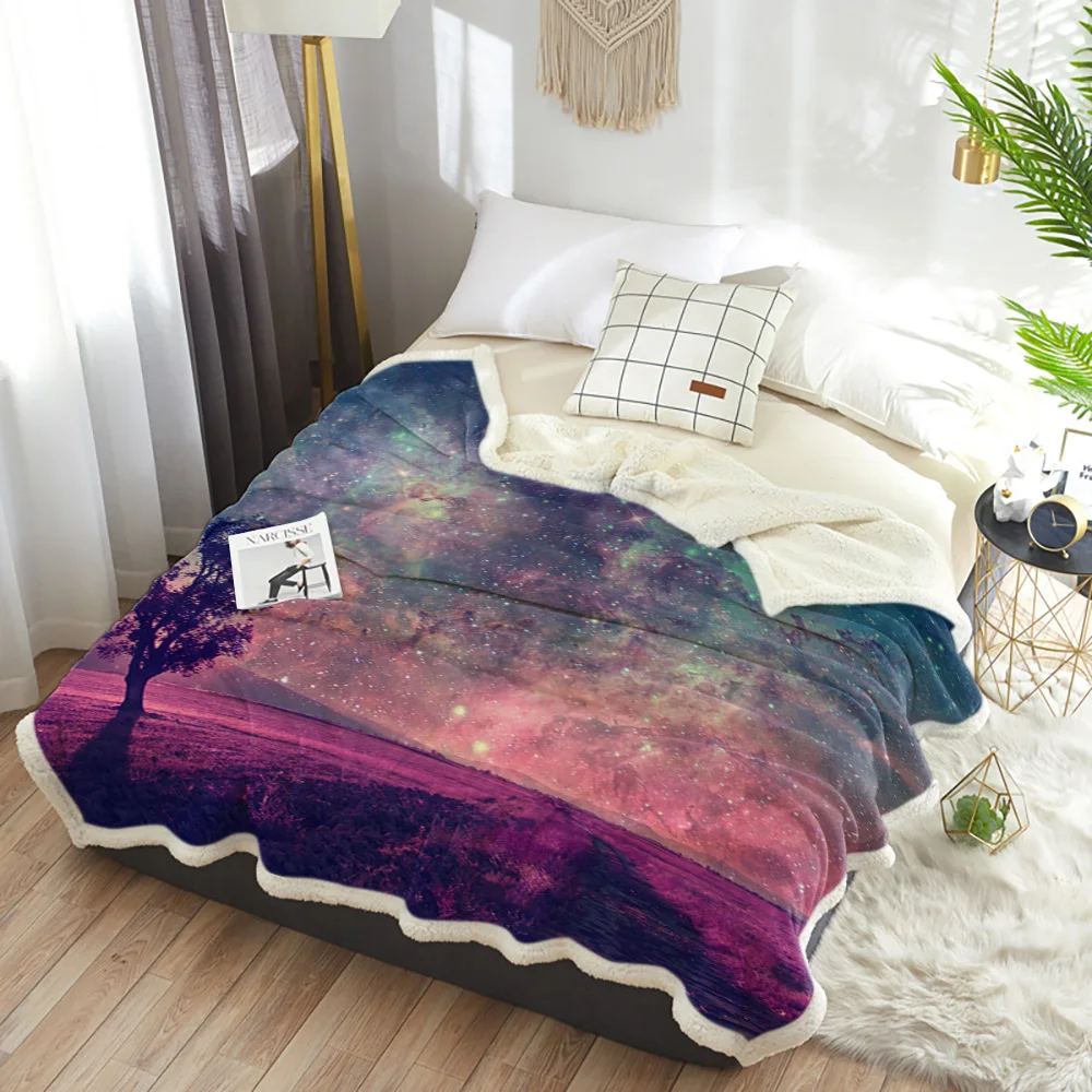 Фантазия Пейзаж Небо деревья покрывало одеяла флис пледы Покрывало