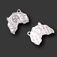 10pcs silver plated africa mini map pendants vintage necklace earring metal accessories diy charms for jewelry crafts making