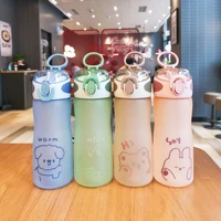 plastic cup portable straw cup frosted water cup kawaii water bottle cartoon frosted high temperature water bottle