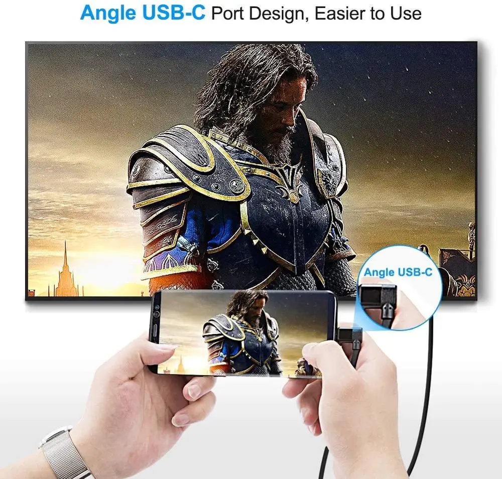 CableCreation USB C to HDMI-compatible 4K Cable Right Angle For Macbook Pro 2019 2018 iPad Galaxy S10 | Электроника