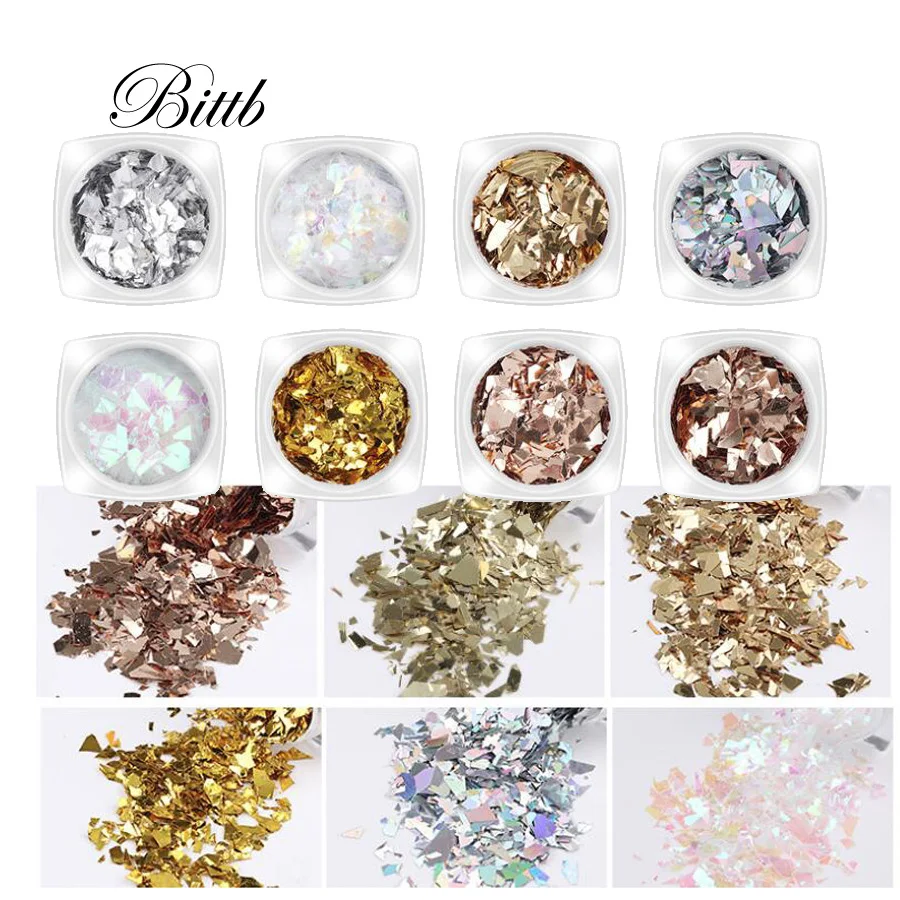 Bittb гель лак для ногтей блестки AB Цвет голографические золотые серебряные пряди