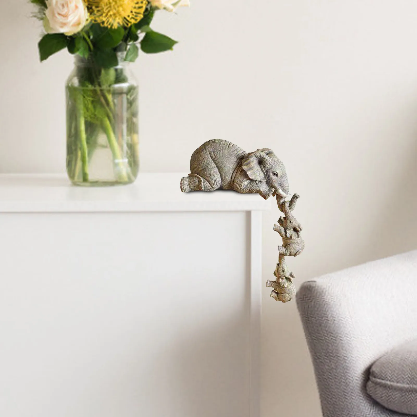 

Elephant Resin Decoration Sweet Figurine Home Animal Ornament Desktop Decor Handmade Crafts Sculpture For Home Decor