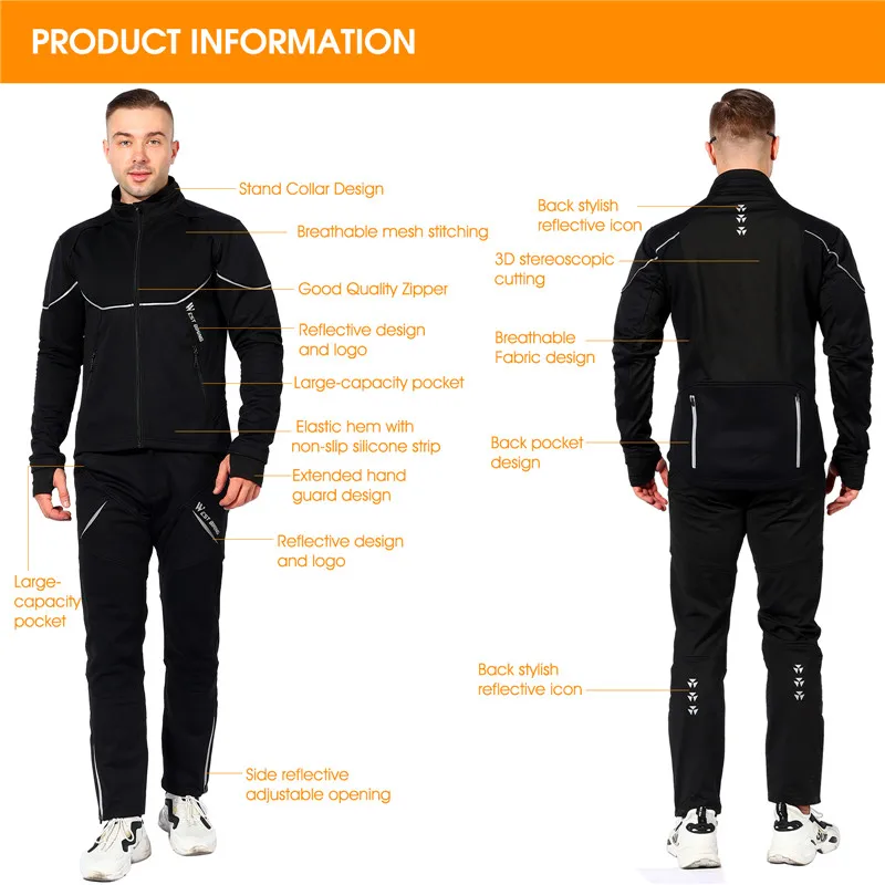 WEST BIKING Winter Cycling Suit Men Women Thermal Windproof Bike Jersey Running Ski Snowboard Jacket Coat Pants M-3XL Sportswear |