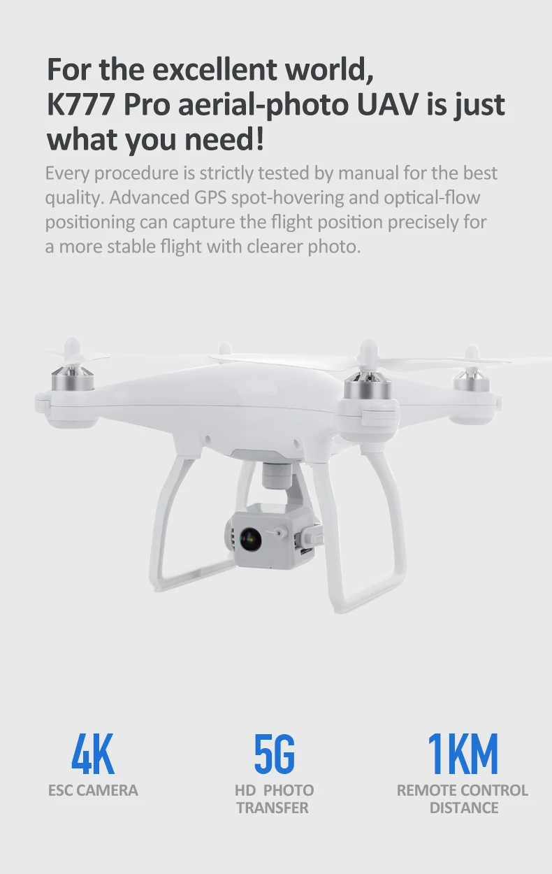 3-осевой Стабилизатор камеры KALIONE K777 PRO GPS Drone 4K | Игрушки и хобби