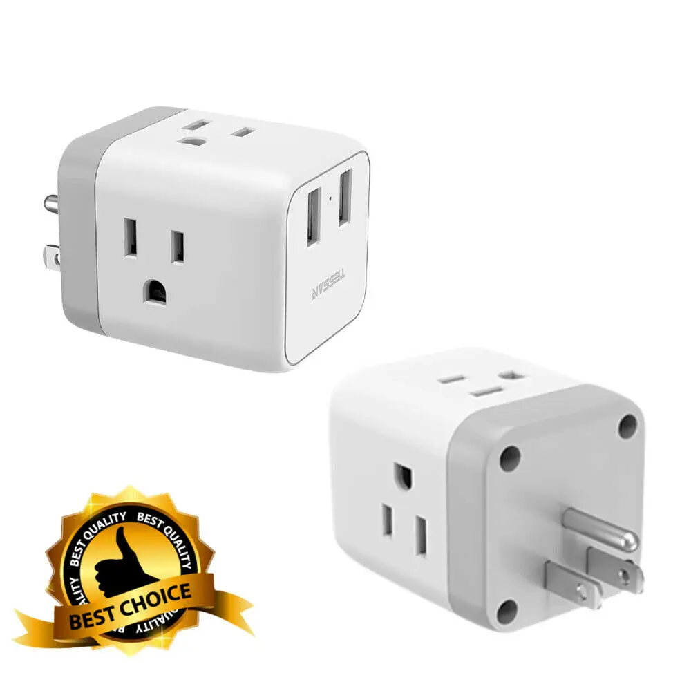 

TESSAN 3 AC Outlets 3 USB Charger Mini Multiple Outlet Plug Splitter for Home,Dorm,Office