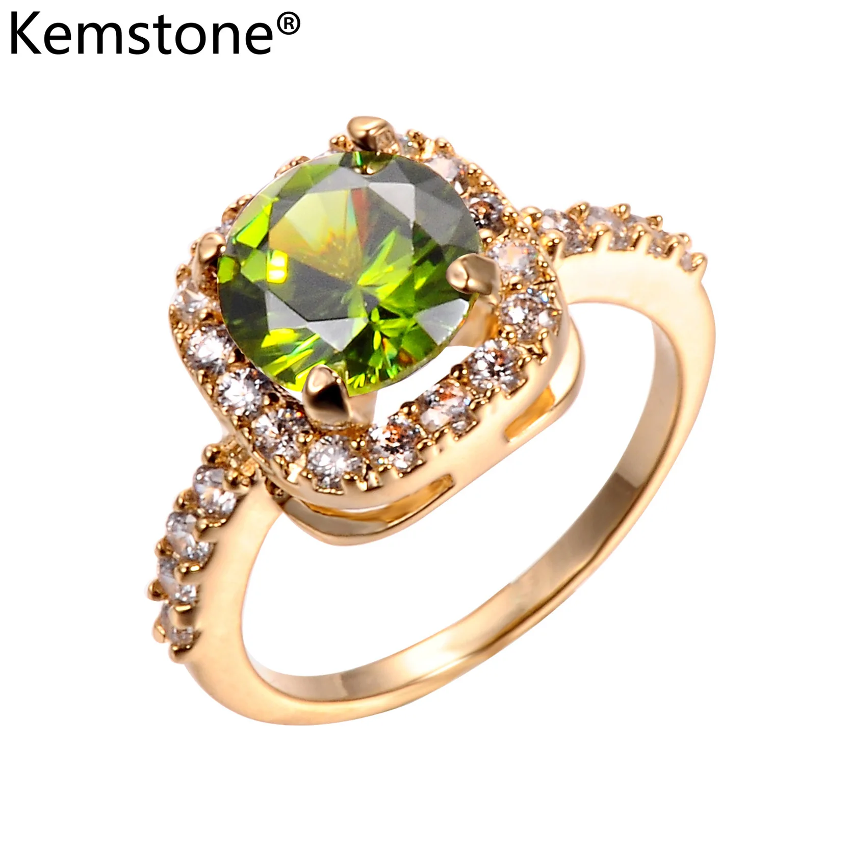 Женское кольцо с квадратным цирконием Kemstone стильное разноцветное медное цвета