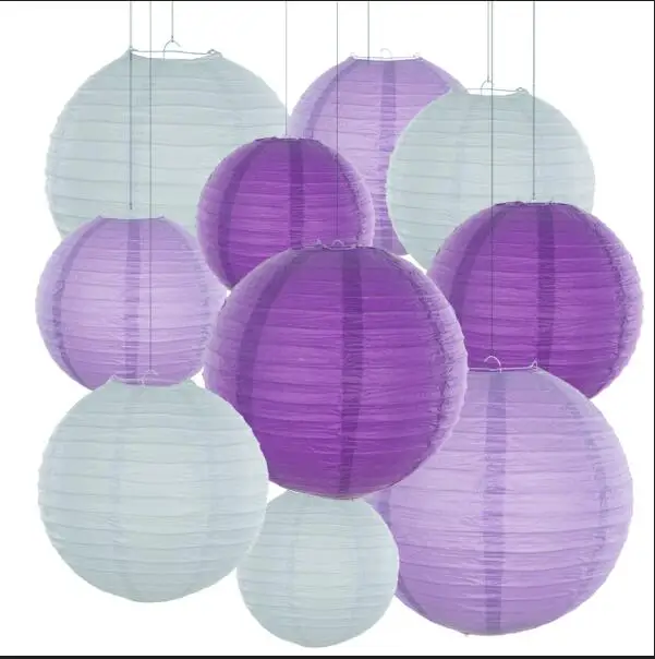 mix purple white 20 шт./лот " 8" 1" 12 дюймов белый китайский бумажный мяч лампион Свадебные украшения бумага для фонарей абажур Обручение вечерние Декор - Цвет: mix purple white