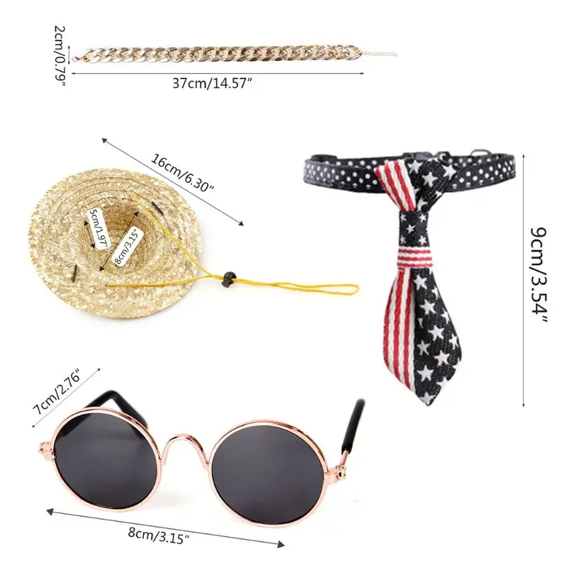 4 шт. крутой питомец костюм для кошки собаки Мода Цепочка солнцезащитных очков