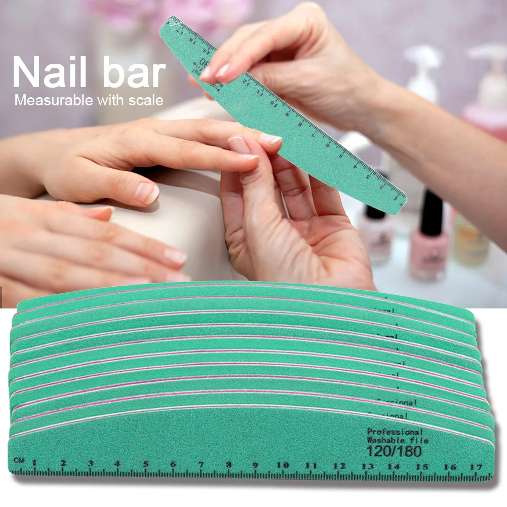 

10pcs Accessories Durable Home Salon Manicure Tool With Scale Nail Files Wear Resistant Polishing Double Sided Thick Portable
