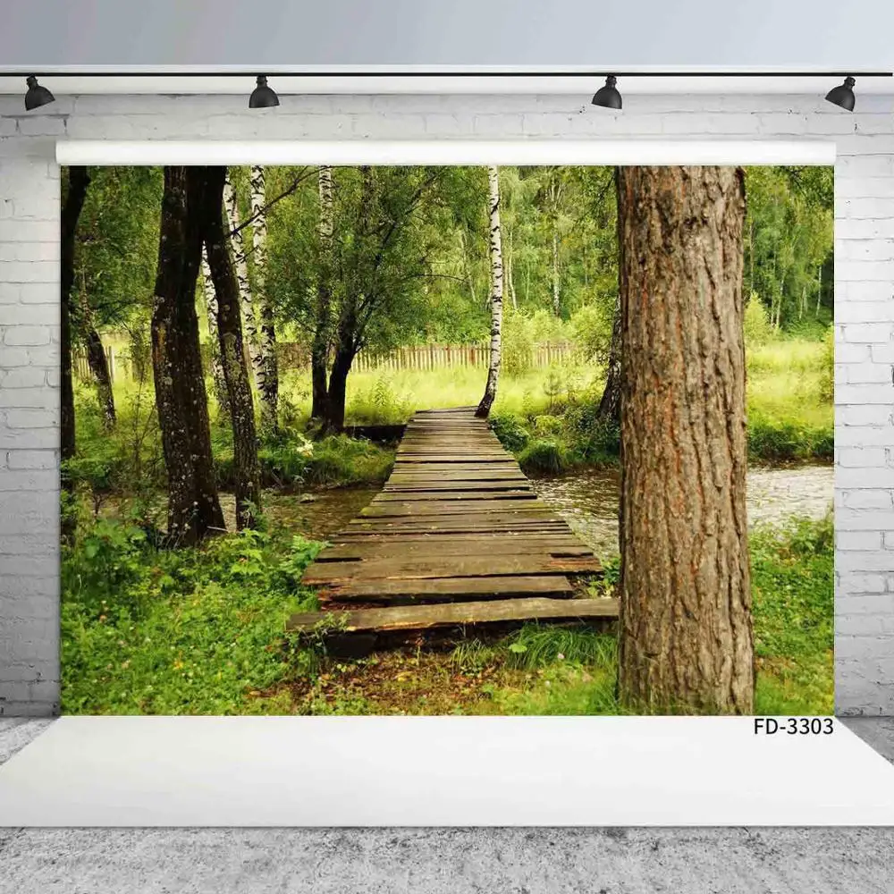 

Forest Wooden Bridge Photography Background Decoration For Baby Shower Children Portrait Backdrops Photocall Photo Studio Props