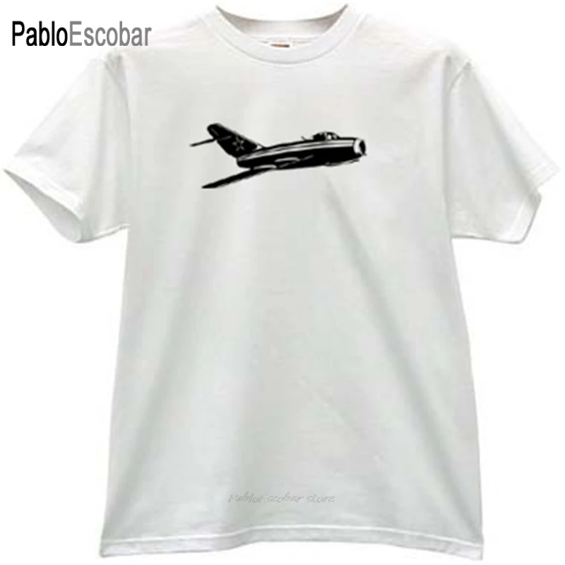 Футболка мужская хлопковая брендовая рубашка с рисунком российского самолета Mig