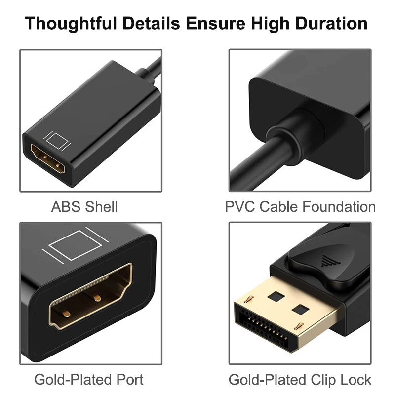 DP To HDMI-Compatible Cable 4K Male Female PC DisplayPort Mini Projector TV Projetor Monitor Television 1.4 For Hp Laptop | Электроника