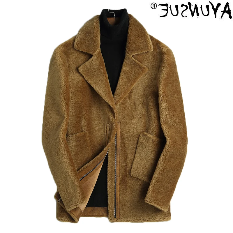 

Men's authentic coat, 100% wool sheepskin jacket, authentic coat, l19-3703