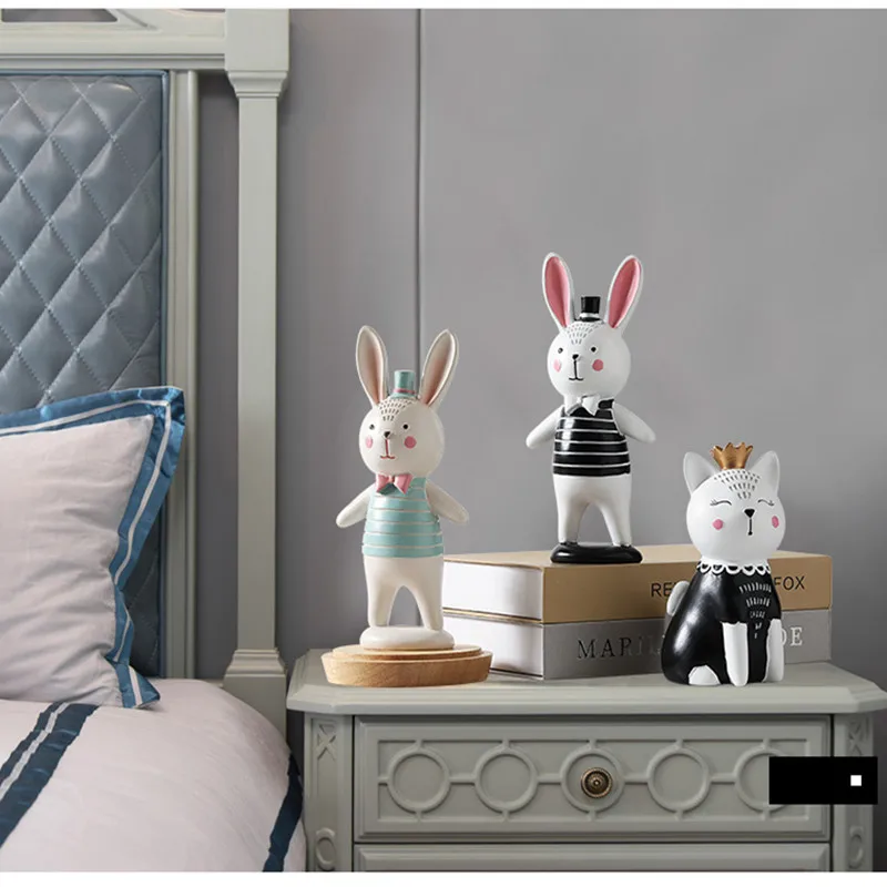 

Nordic Style Cute Rabbit Statue Creative Living Room Decoration Animal Bunny Sculpture Decorations For Home R3546