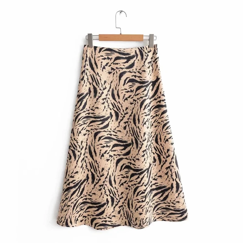 2019 женские миди юбки из кожи тигра весна-лето Женская винтажная юбка в стиле бохо