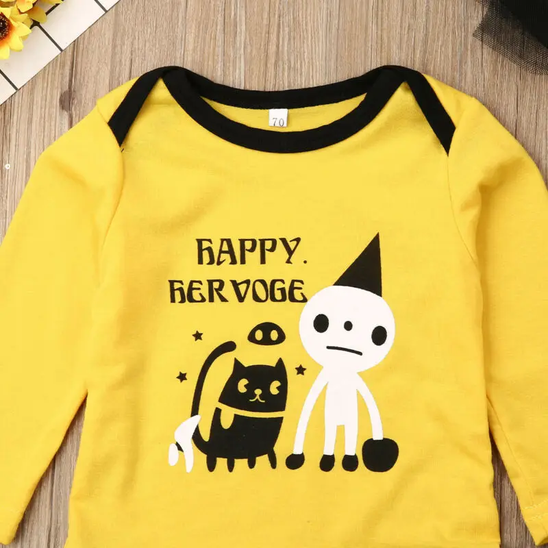 Одежда для новорожденных девочек на Хеллоуин топы с буквенным принтом